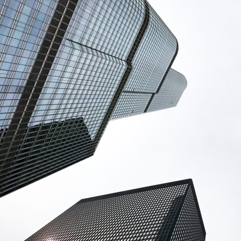 Low angle view of two high-rise buildings